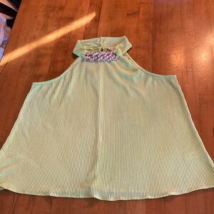 Lime Green Sleeveless open shoulder tank Top